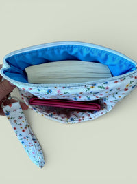 Handmade Quilted Book Sleeve w/ Keychain Strap | Wildflower Print Kindle Pouch (Machine Washable)