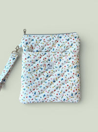 Handmade Quilted Book Sleeve w/ Keychain Strap | Wildflower Print Kindle Pouch (Machine Washable)