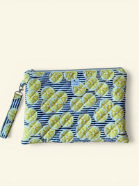 Handmade Lemon Quilted Laptop Sleeve w/ Carry Strap | Puffy Padded iPad Pouch | Zippered MacBook Travel Bag (Machine Washable)