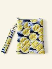 Lemon Slice Quilted Kindle Sleeve w/ Carrying Strap | Zippered e-Reader Pouch (Machine Washable)